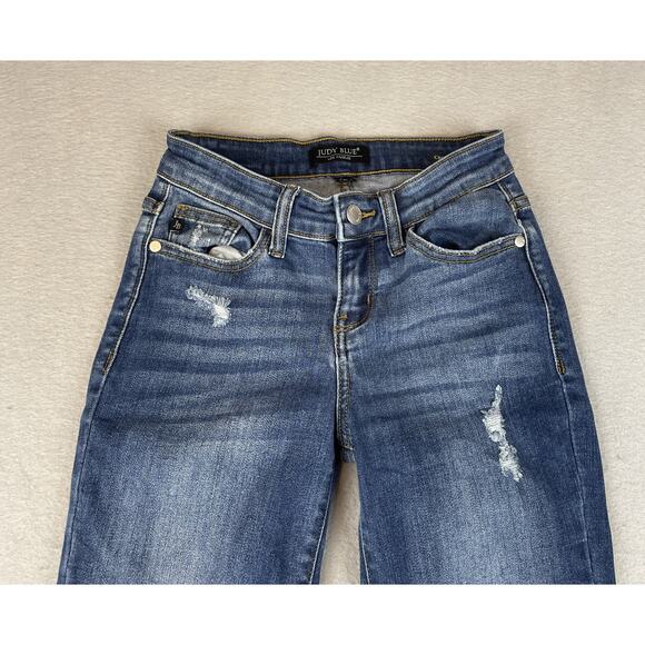 Judy Blue Womens Sz 0/24 Cropped Jeans Frayed Hem Distressed #JB82115DK - Picture 6 of 16